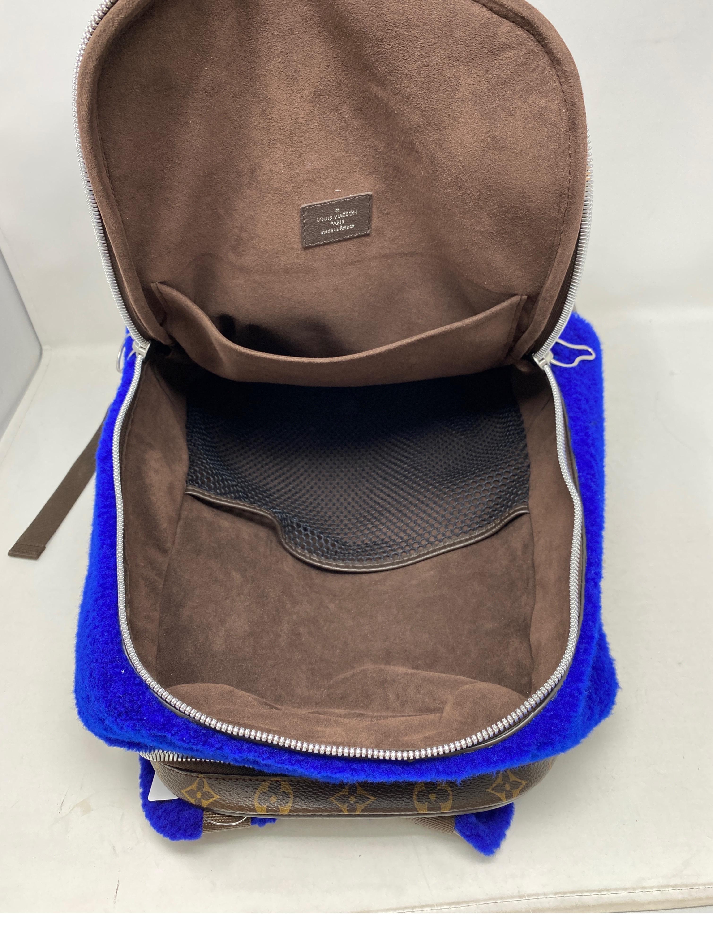 Louis Vuitton Marc Newson Blue Shearling Backpack 2