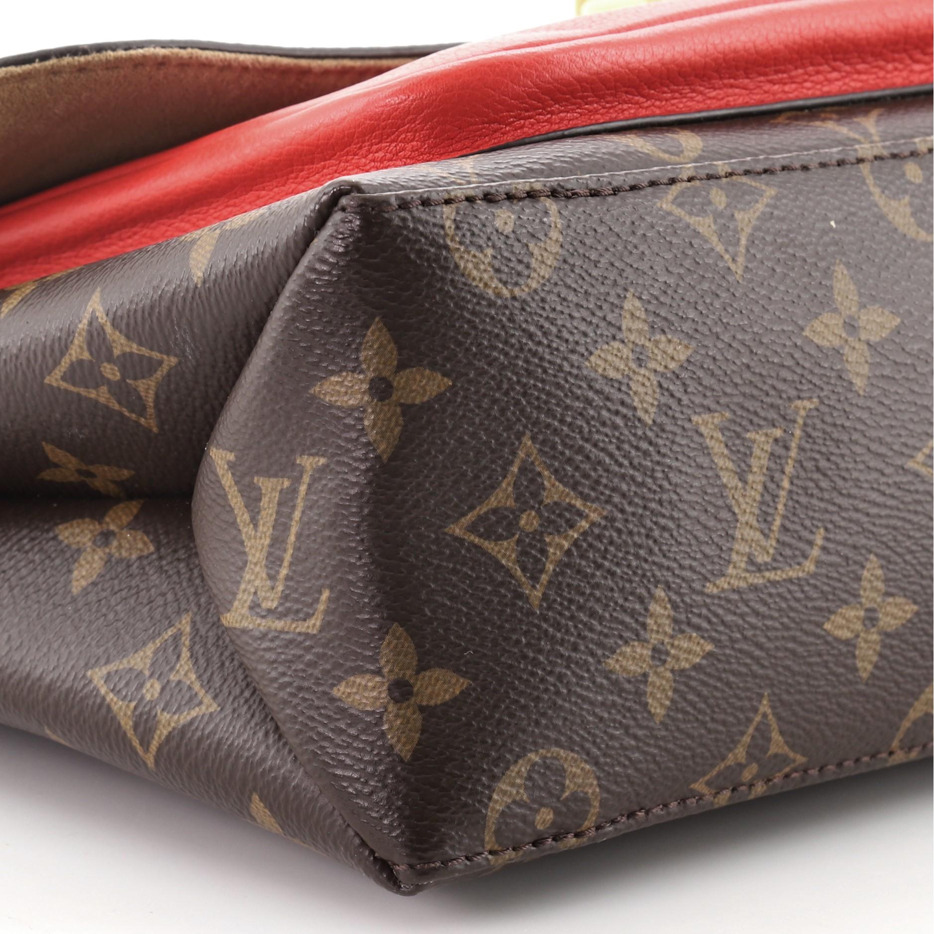 Louis Vuitton Marignan Handbag Monogram Canvas with Leather Brown, Red In Good Condition In Irvine, CA