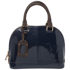 Louis Vuitton Marine Blue Patent Leather and Monogram Canvas Alma BB Bag