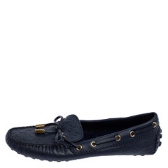 Louis Vuitton Marine Monogram Empreinte Leather Gloria Flat Loafers Size 36