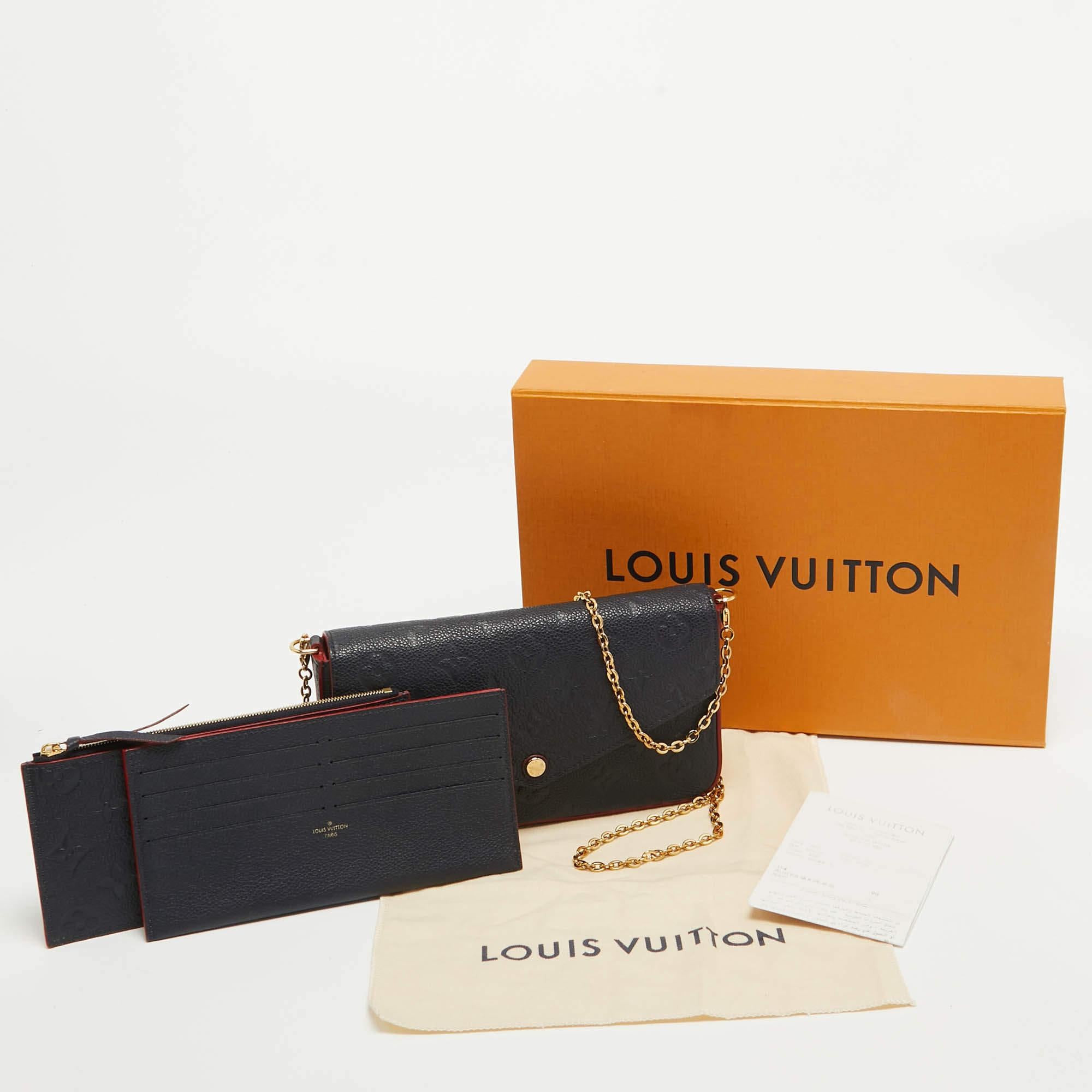 Louis Vuitton Marine/Rouge Monogram Empreinte Leather Felicie Pochette Bag In Excellent Condition In Dubai, Al Qouz 2