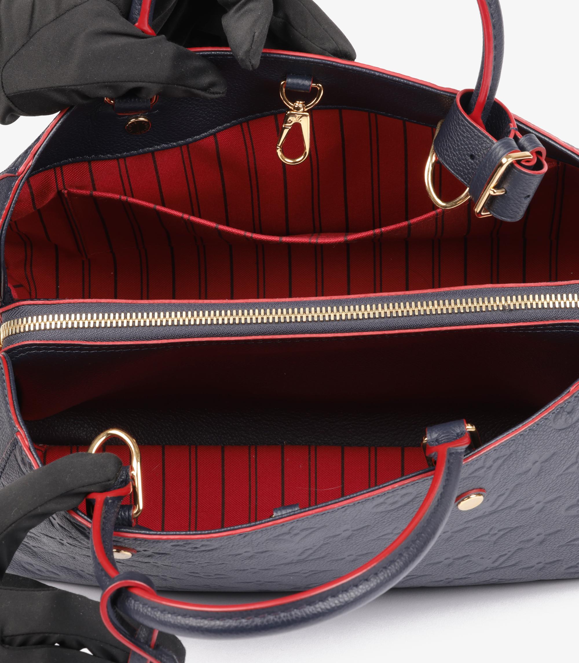 Louis Vuitton Marine Rouge Monogram Empreinte Leather Montaigne MM in vendita 3