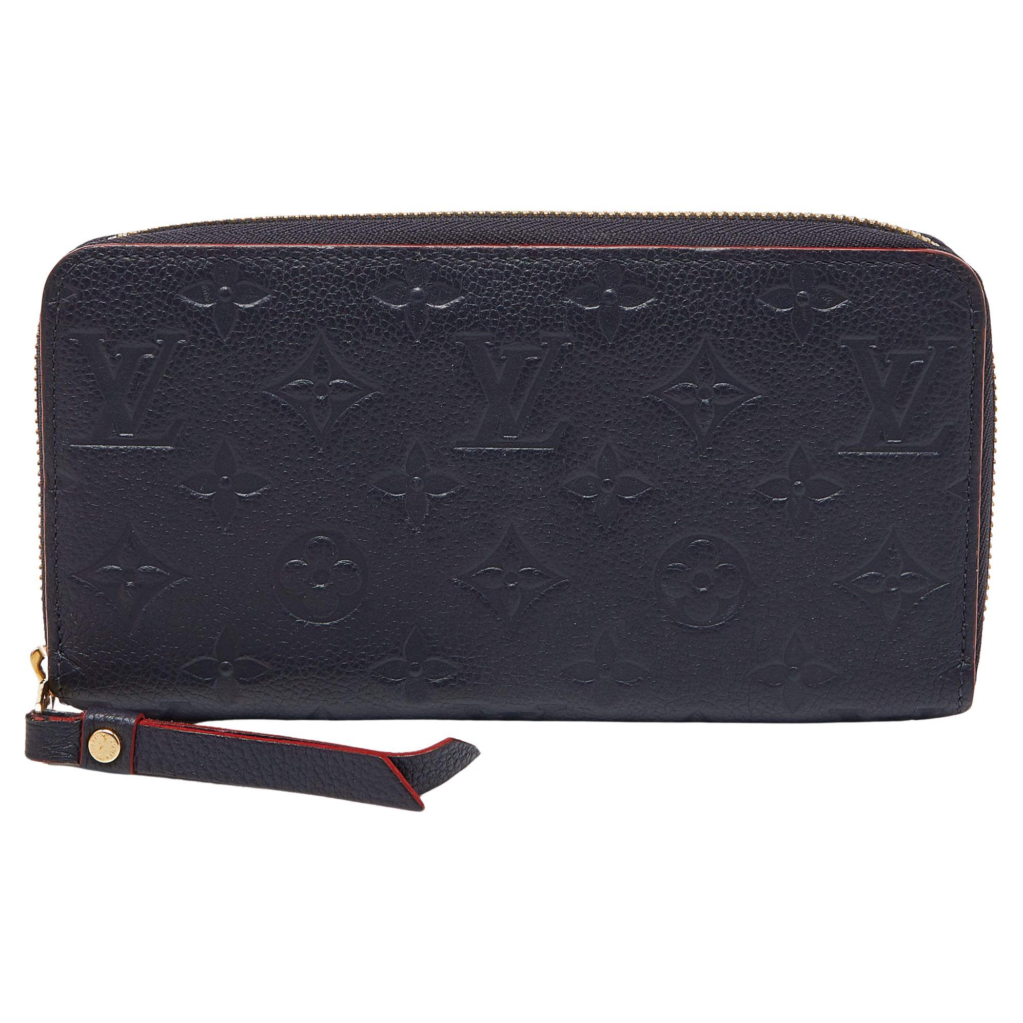 Louis Vuitton Marine Rouge Monogram Empreinte Leather Zippy Wallet For Sale