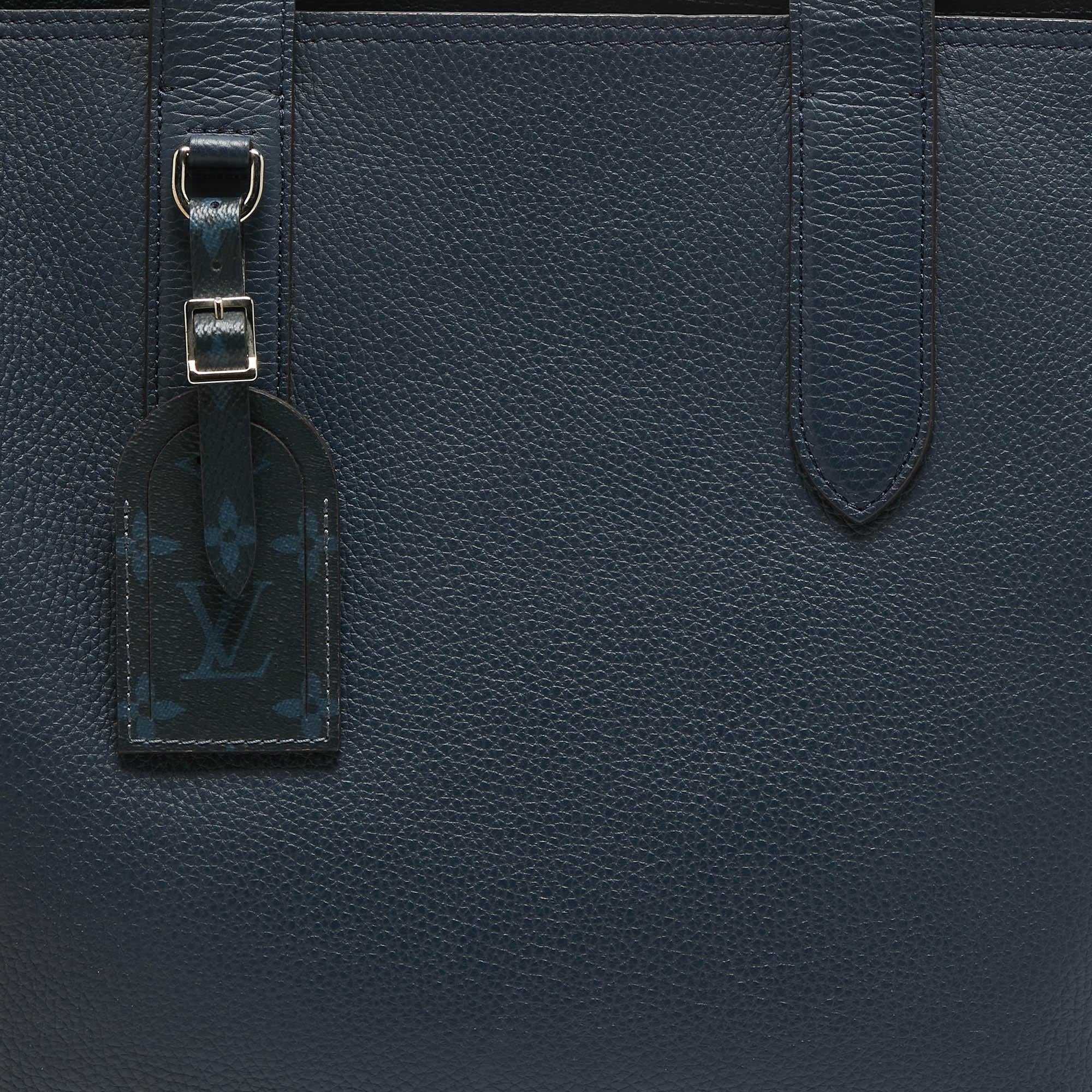 De las mujeres Bolso Louis Vuitton Marine Taurillon Cabas Voyage de piel