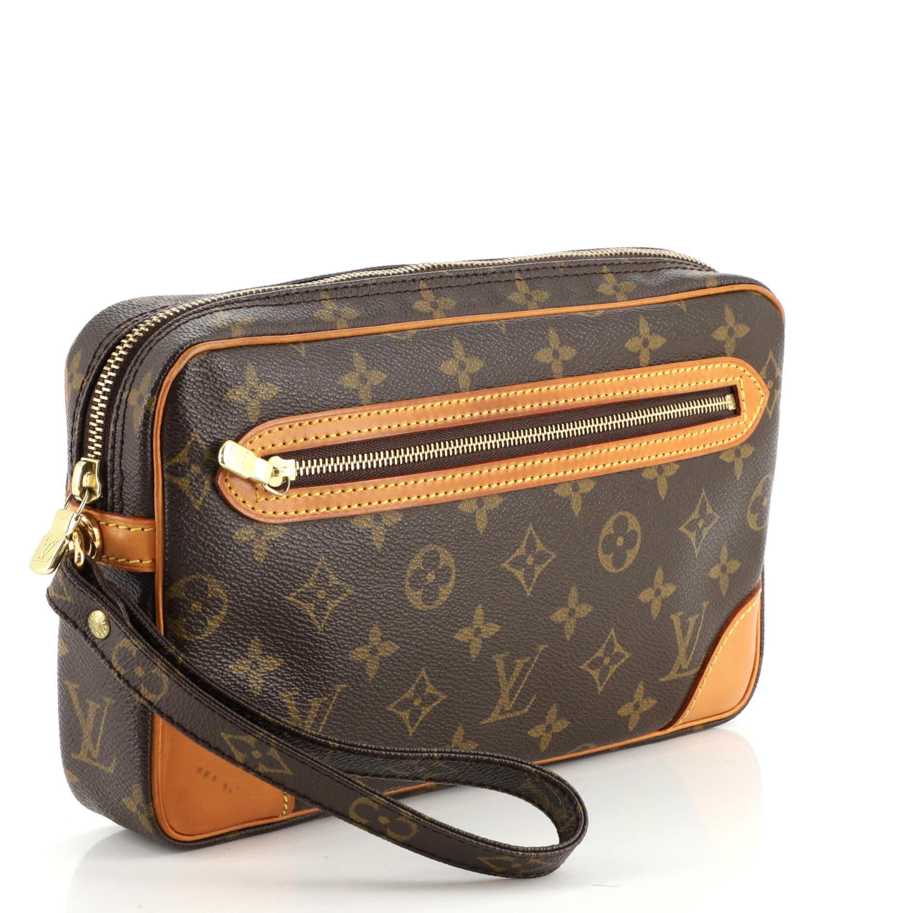 Louis Vuitton Vintage Monogram Marly Dragonne Clutch Pochette Bag For Sale  at 1stDibs