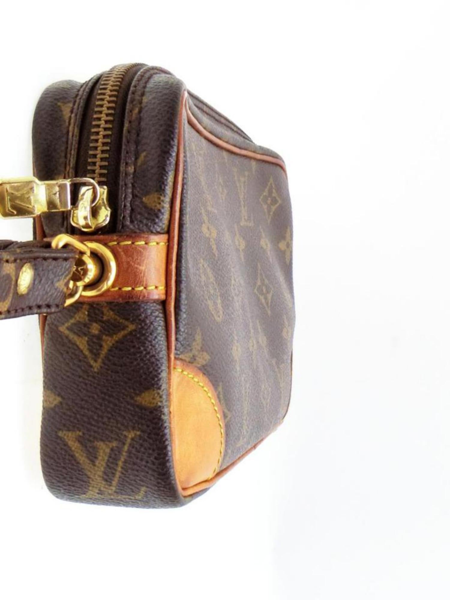 Louis Vuitton Marly Dragonne Marly Pochette Monogram Pm 232726 Brown Clutch For Sale 2