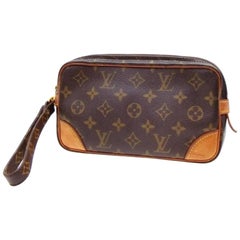 Louis Vuitton Marly Dragonne Marly Pochette Monogram Pm 232726 Brown Clutch