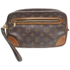 Louis Vuitton Marly Dragonne Monogram Wristlet 869110 Brown Coated Canvas Clutch