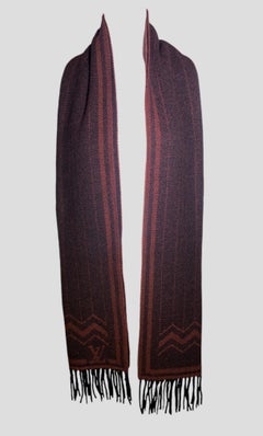 Louis Vuitton Maroon Cashmere and Wool Knit Scarf