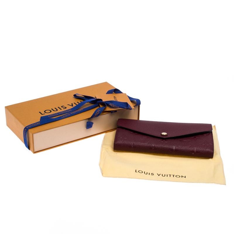 Louis Vuitton Maroon Monogram Empreinte Leather Sarah Wallet 2