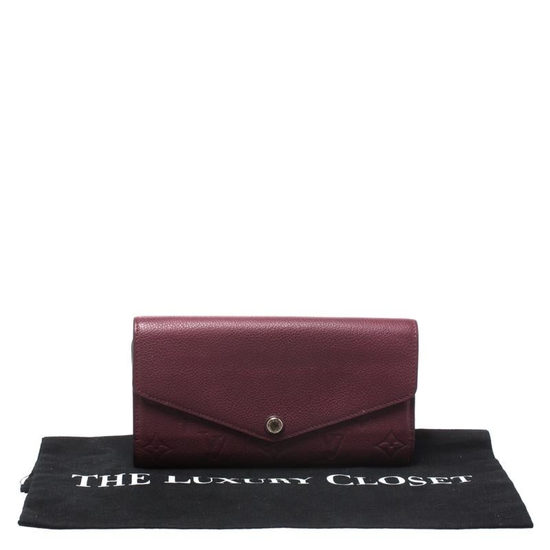 Louis Vuitton Maroon Monogram Empreinte Leather Sarah Wallet 5