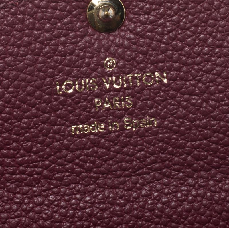 Louis Vuitton Maroon Monogram Empreinte Leather Sarah Wallet In Good Condition In Dubai, Al Qouz 2