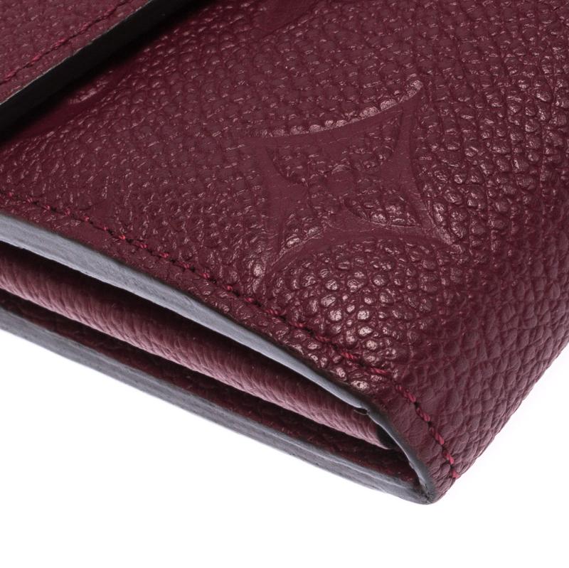 Louis Vuitton Maroon Monogram Empreinte Leather Sarah Wallet In Good Condition In Dubai, Al Qouz 2