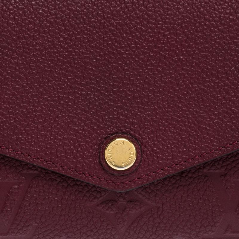 Women's Louis Vuitton Maroon Monogram Empreinte Leather Sarah Wallet