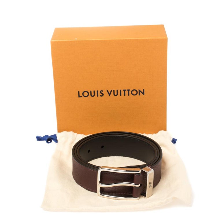 Louis Vuitton Maroon Taurillon Leather Pont Neuf Belt 100CM at 1stDibs