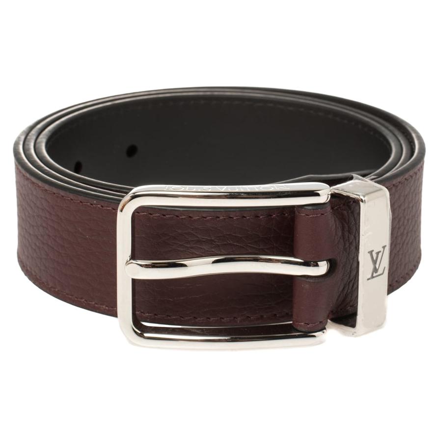 Louis Vuitton Maroon Taurillon Leather Pont Neuf Belt 100CM at 1stDibs