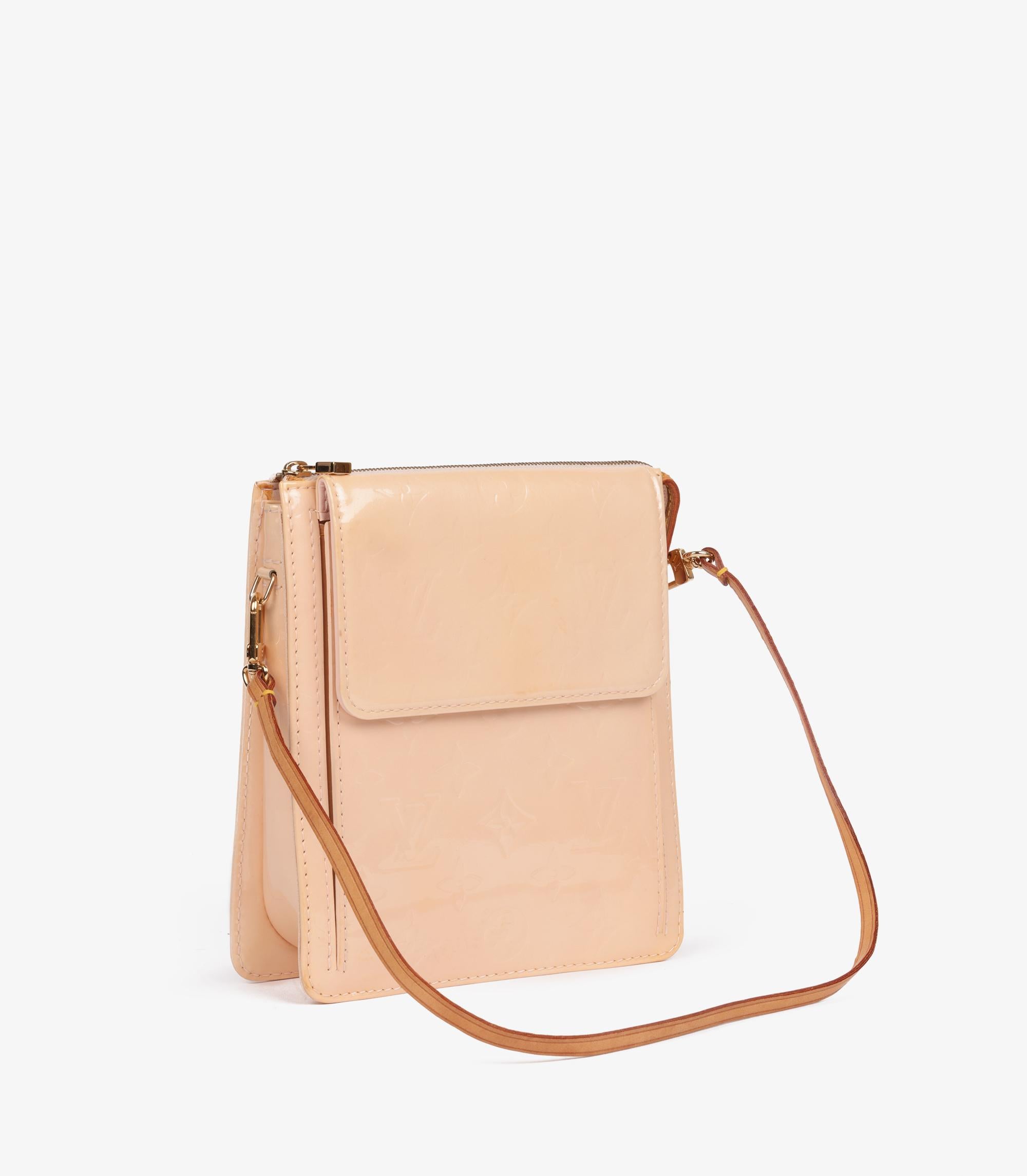 Blanc Louis Vuitton Monogram Vernis Cuir Vintage Motto Pochette en vente