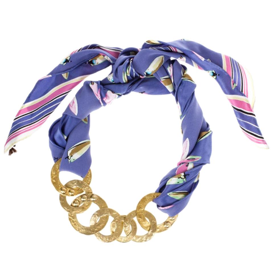 Louis Vuitton Martelé Gold-Tone Silk Necklace