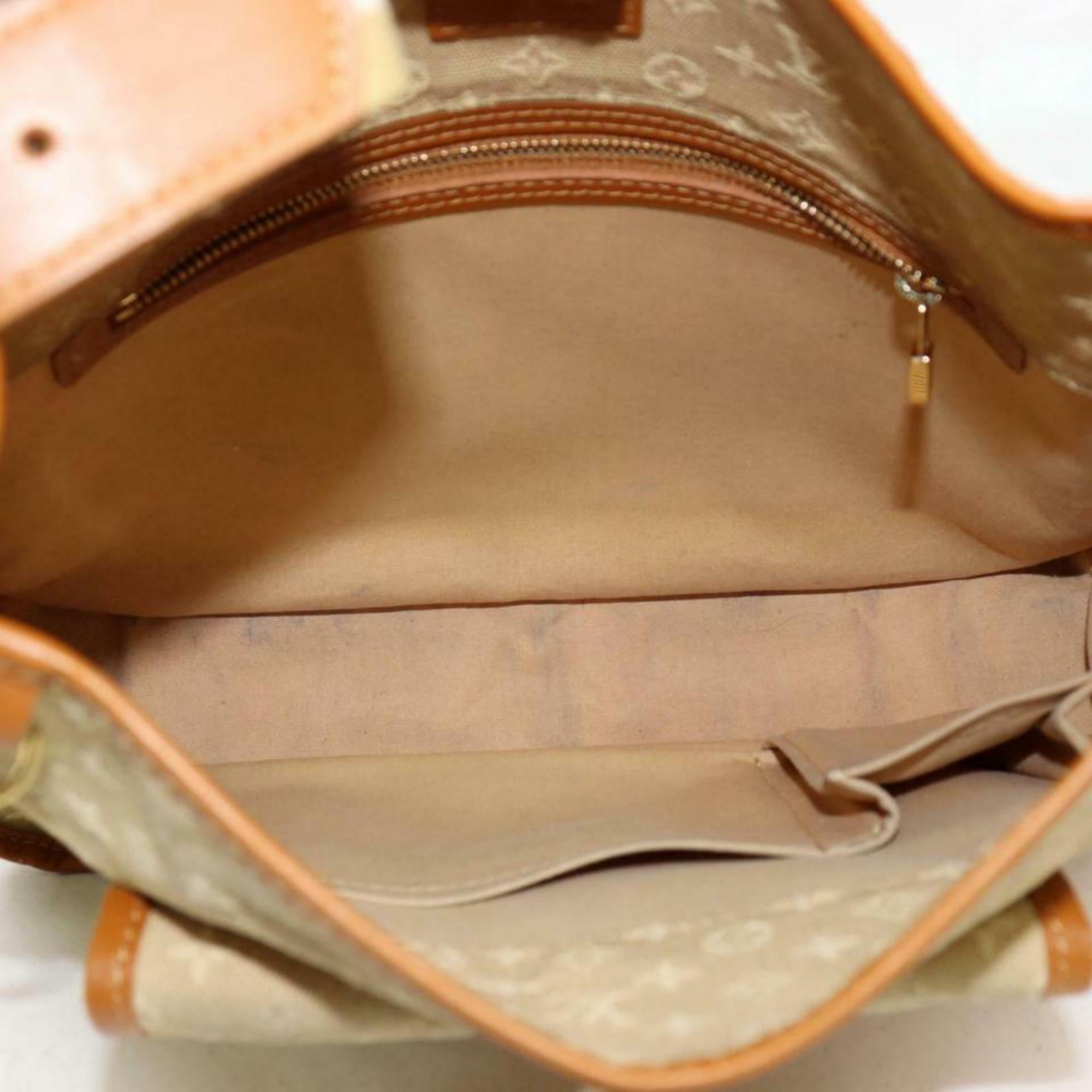 Louis Vuitton Mary Kate Khaki Mini Lin Besace 870272 Beige Canvas Cross Body Bag In Good Condition For Sale In Forest Hills, NY