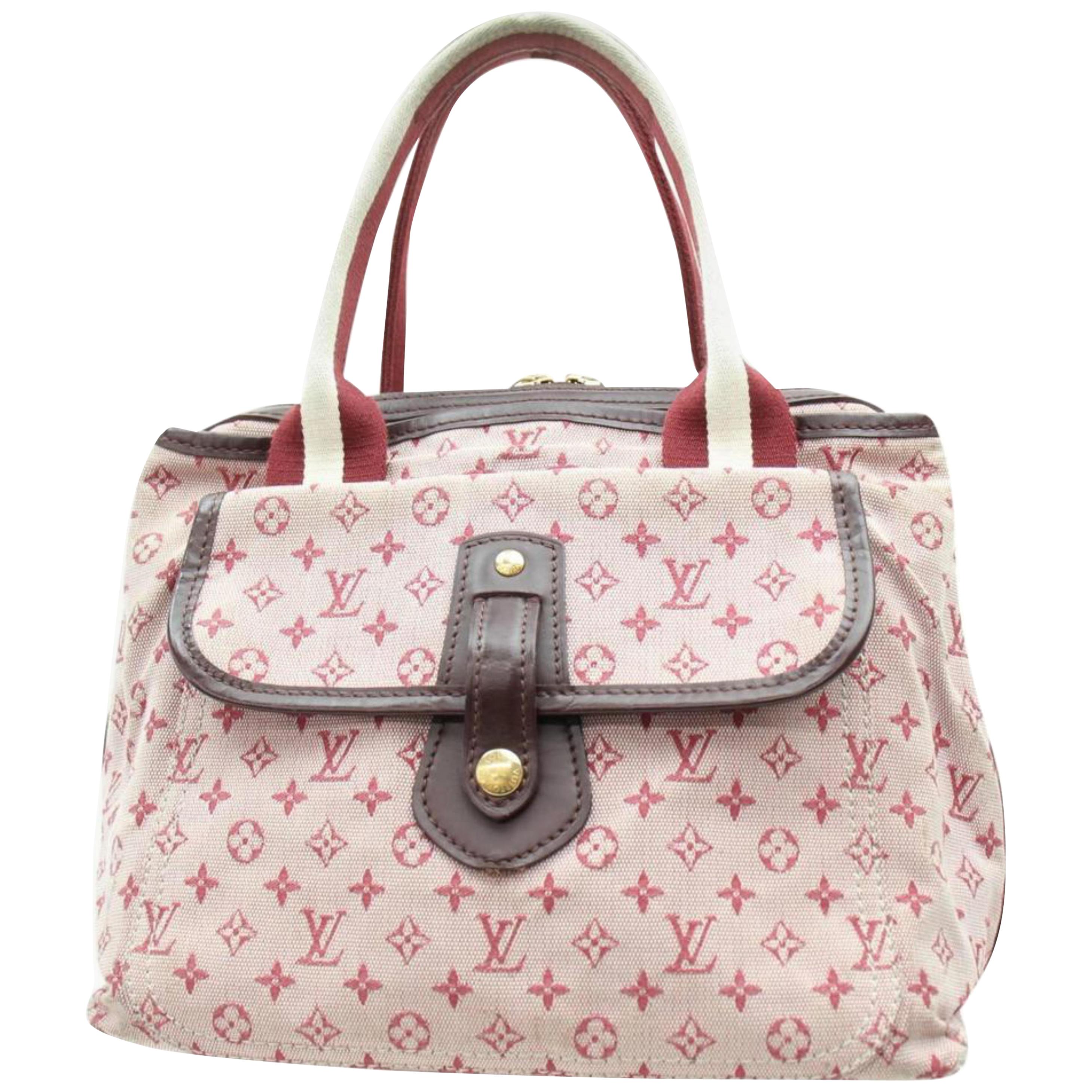 Louis Vuitton Mary Kate Monogram Mini Lin Sac 867652 Burgundy Canvas Shoulder Ba For Sale