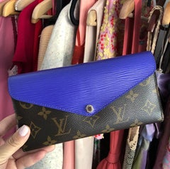 Louis Vuitton Mary Lou Epi Blue and Monogram Trifold Wallet