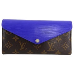 Used Louis Vuitton Mary Lou Epi Blue and Monogram Trifold Wallet