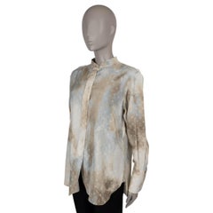 LOUIS VUITTON Mastic beige silk 2025 MONOGRAM CLOUD Blouse Shirt 38 S 1AGBFN