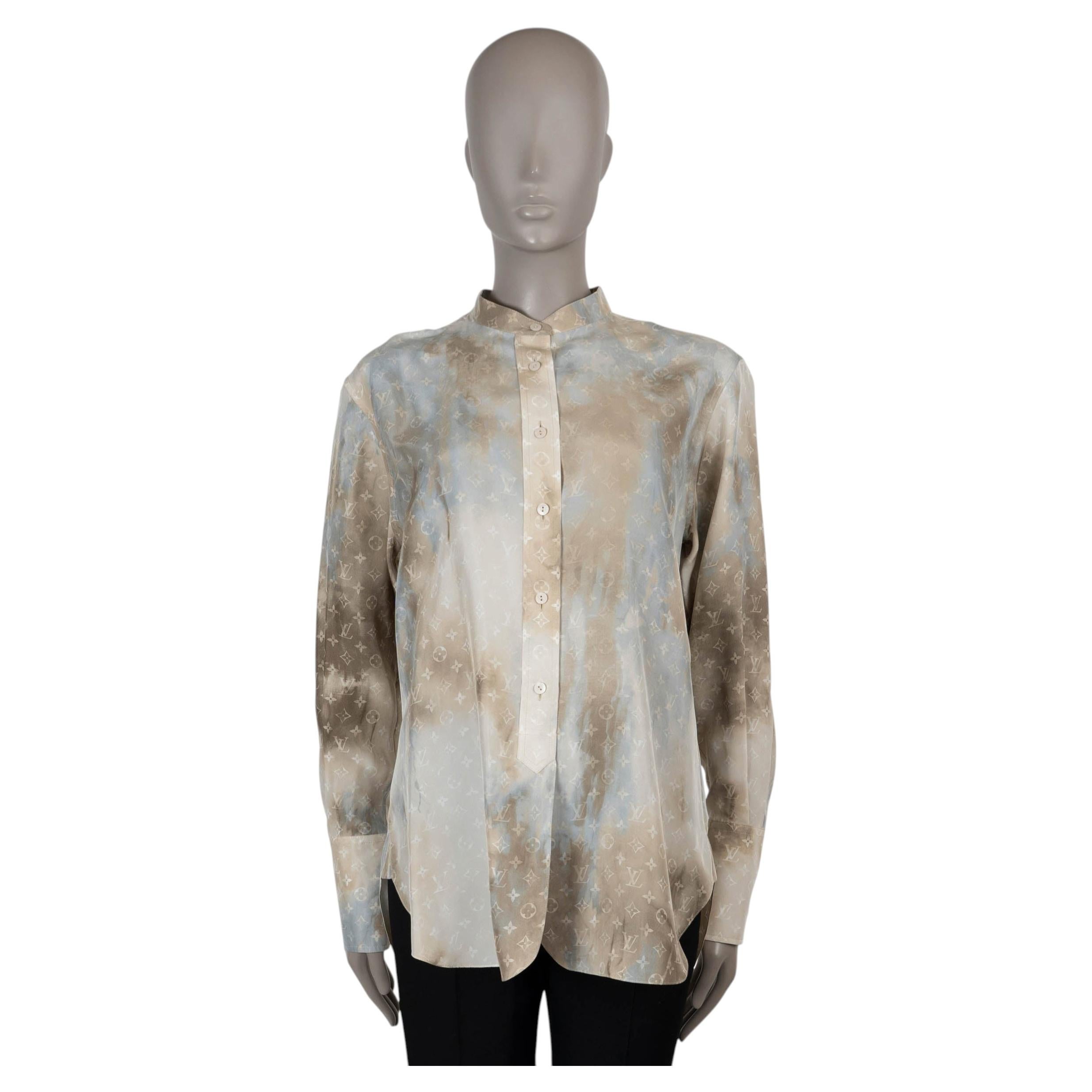LOUIS VUITTON Mastic beige silk 2025 MONOGRAM CLOUD Blouse Shirt 38 S 1AGBFN For Sale