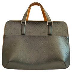 Louis Vuitton Mat Malden Metallic Dark Gray  Monogram Top Handle Briefcase