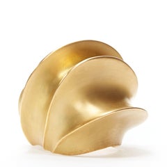 LOUIS VUITTON matte gold LV logo architectural cuff bangle