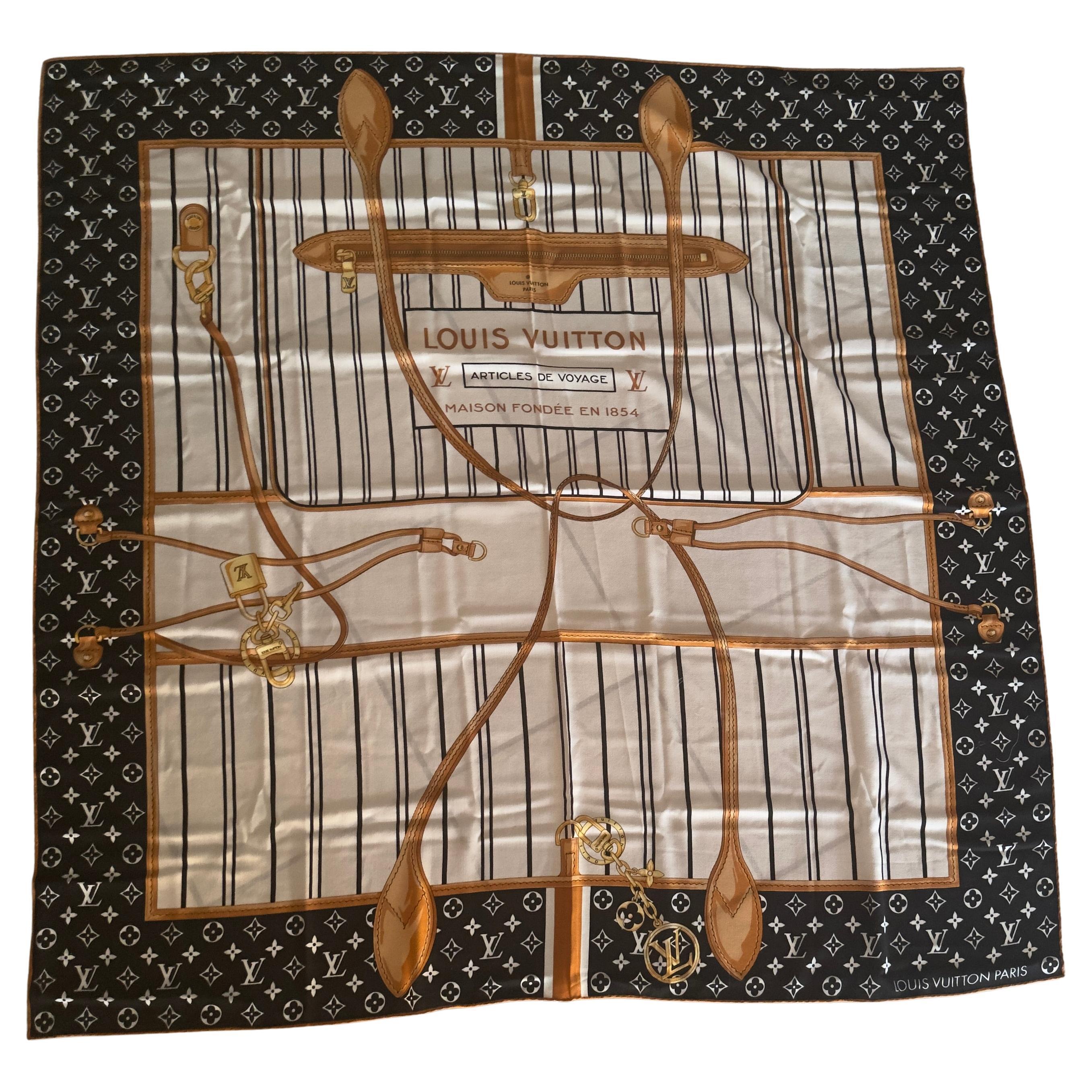 Maxi pañuelo Louis Vuitton 'Articles de Voyage' con estampado de maleta y monograma en venta