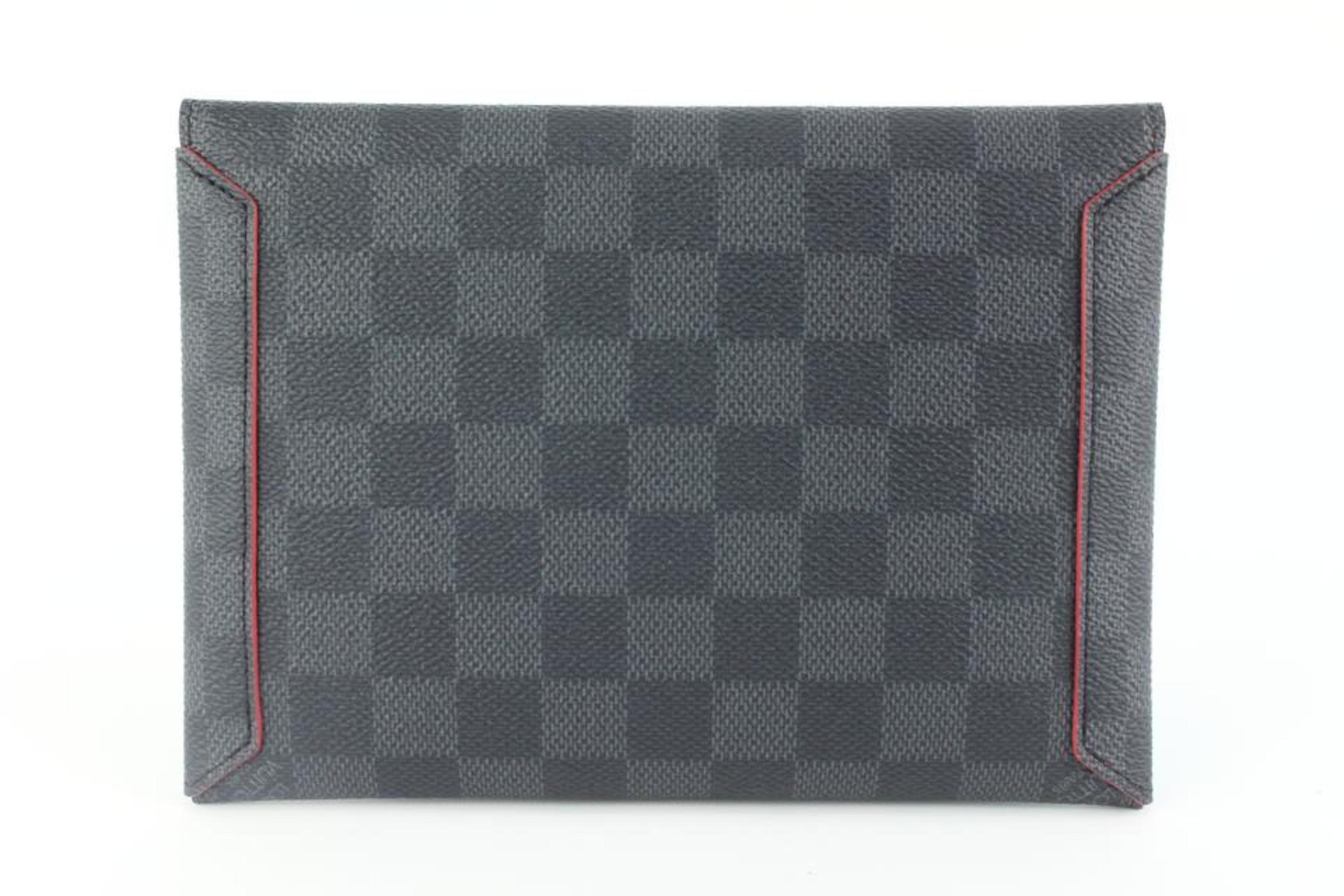 Women's Louis Vuitton Medium Damier Graphite Pochette Alpha MM Envelope Pouch 1231lv9 For Sale