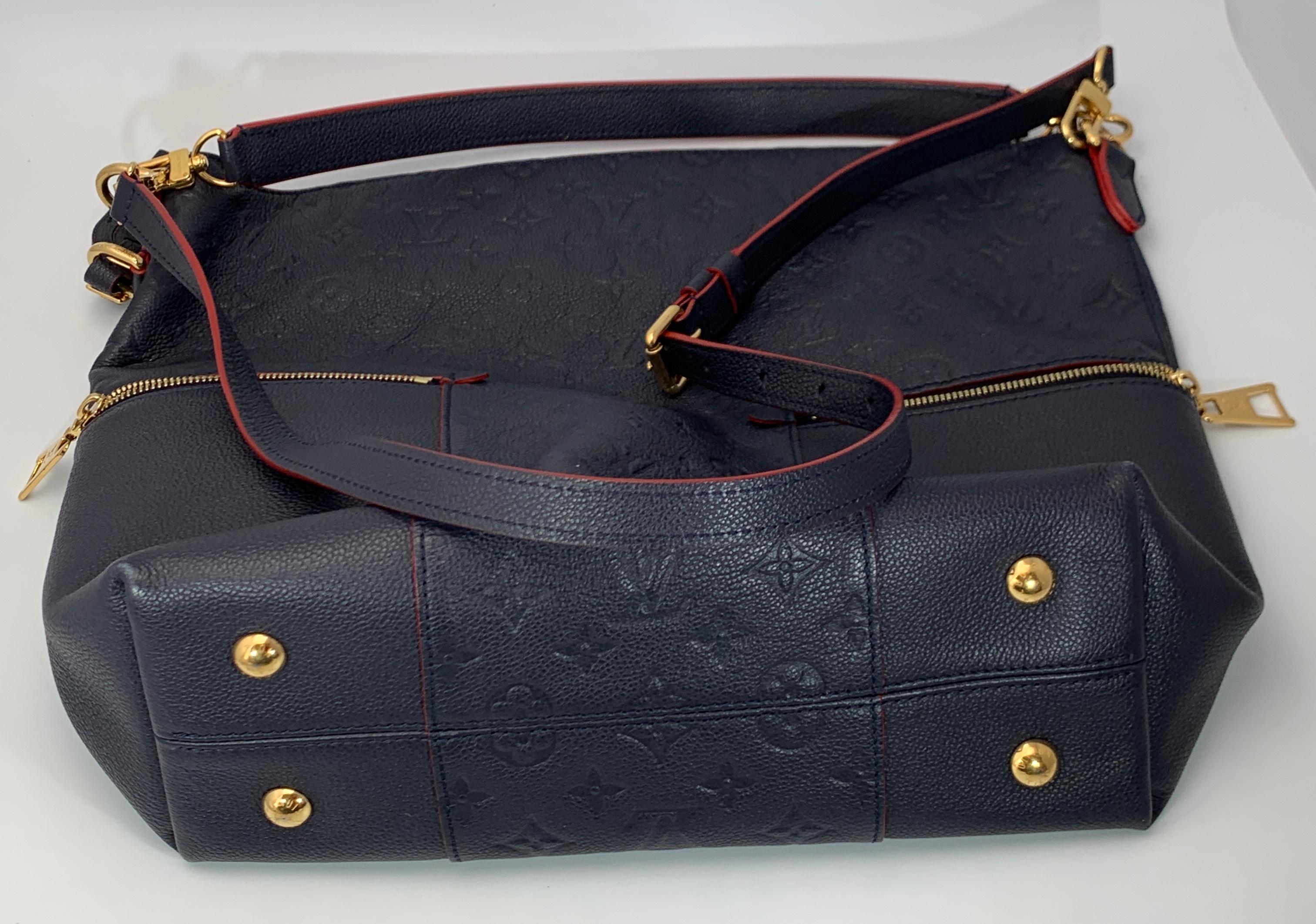Women's Louis Vuitton Melie Navy Leather Empreinte Hobo Bag , Monogram Leather, In Box