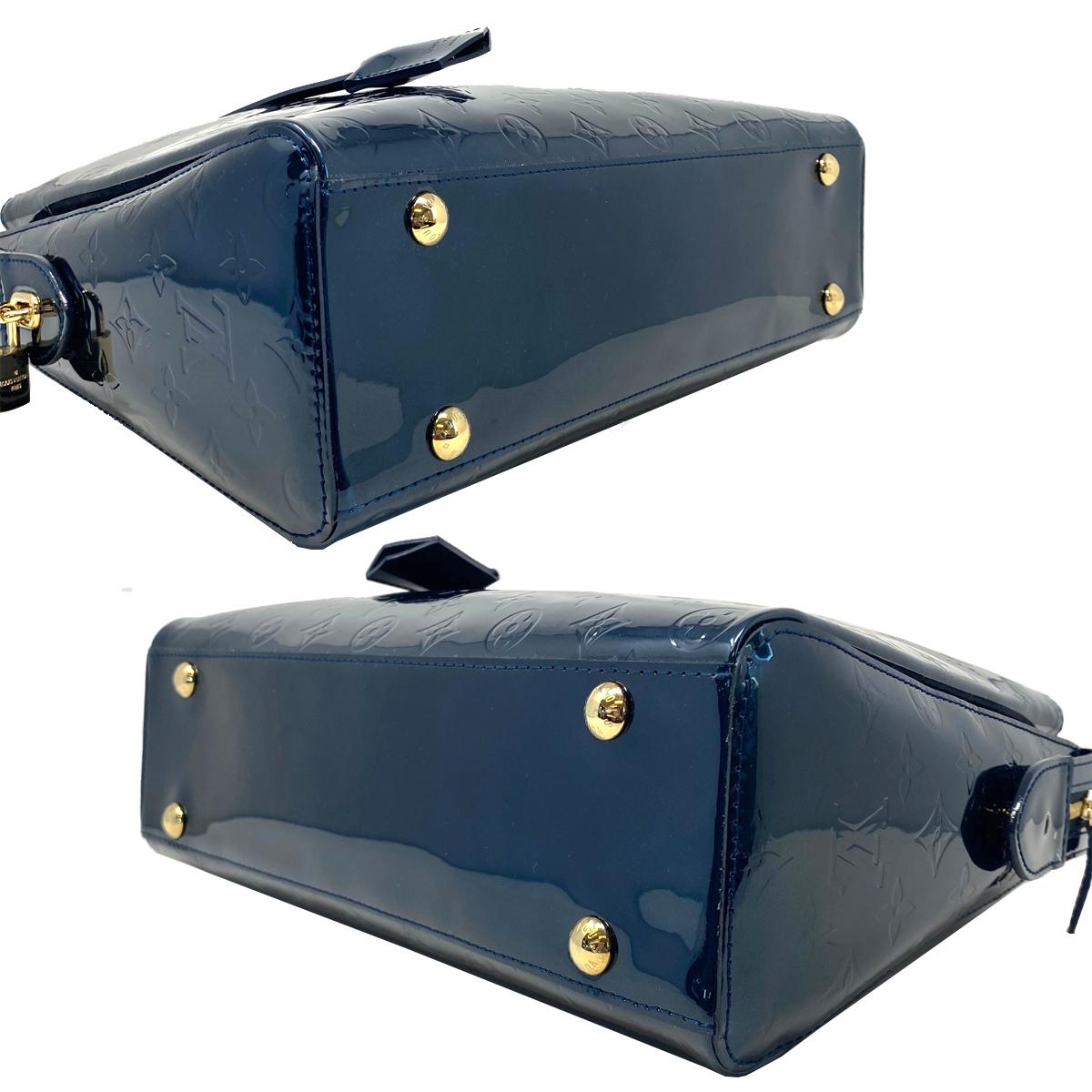Black Louis Vuitton Melrose Avenue Blue Nuit Patent Leather Handbag
