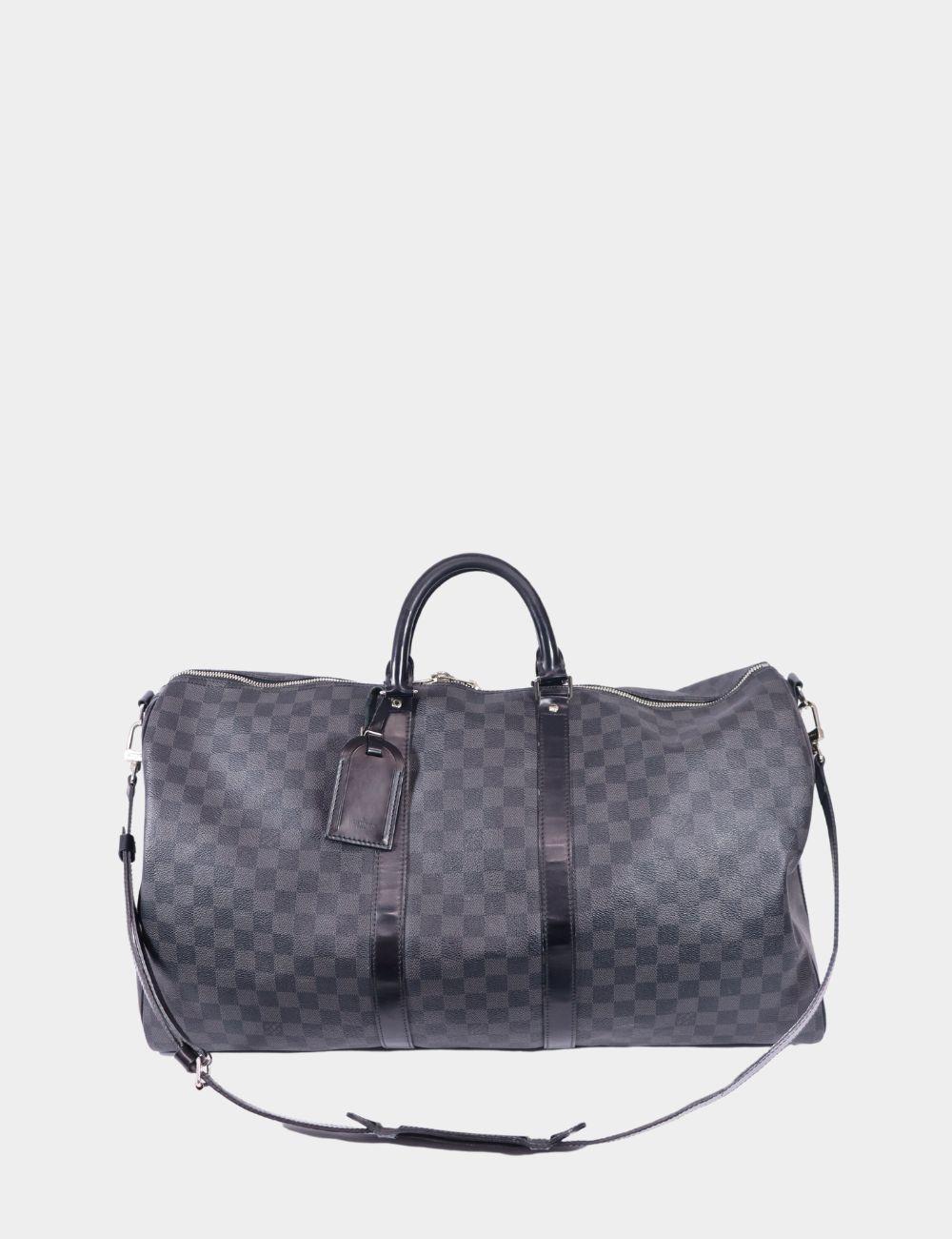 Gray Louis Vuitton Men Keepall Bandoulière 55 Travel Bag