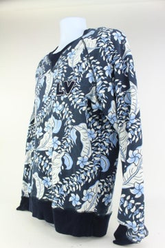 Louis Vuitton Men L Virgil Abloh Navy Varsity Leaves Leaf Printed Sweatshirt