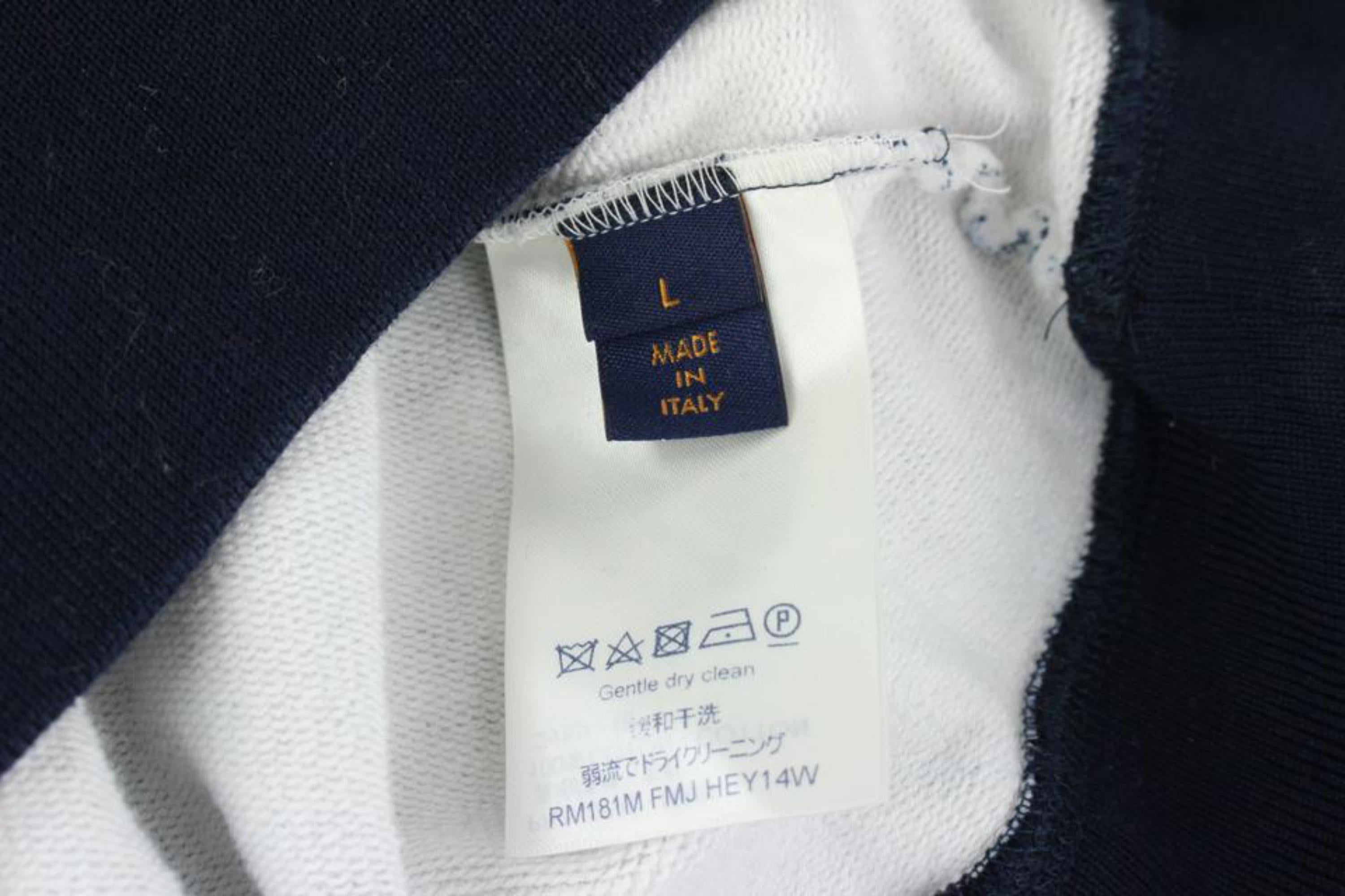 Louis Vuitton Men L Virgil Abloh Navy Varsity Leaves Leaf Printed Sweatshirt  For Sale 1