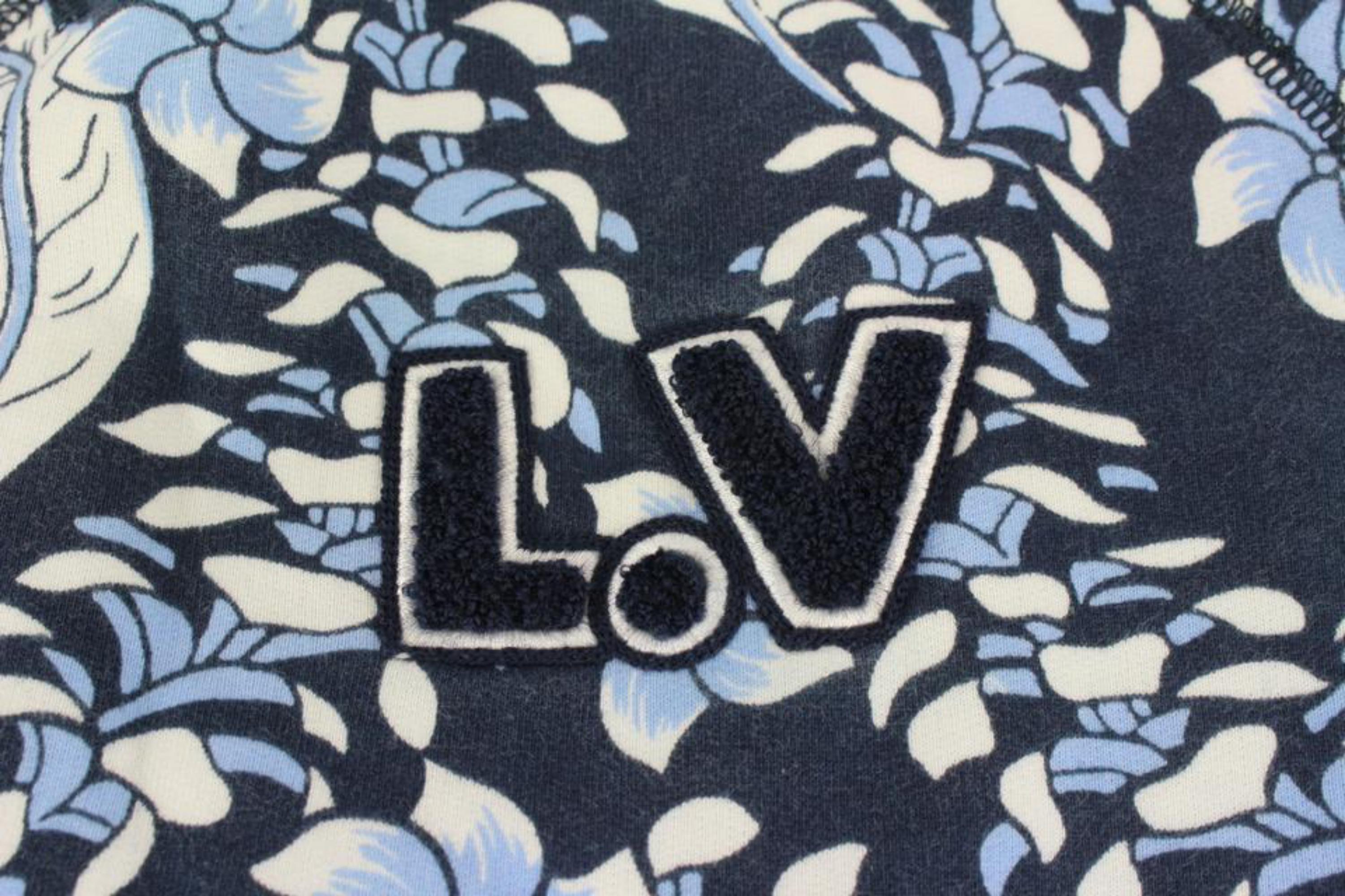 Louis Vuitton Men L Virgil Abloh Navy Varsity Leaves Leaf Printed Sweatshirt  For Sale 5