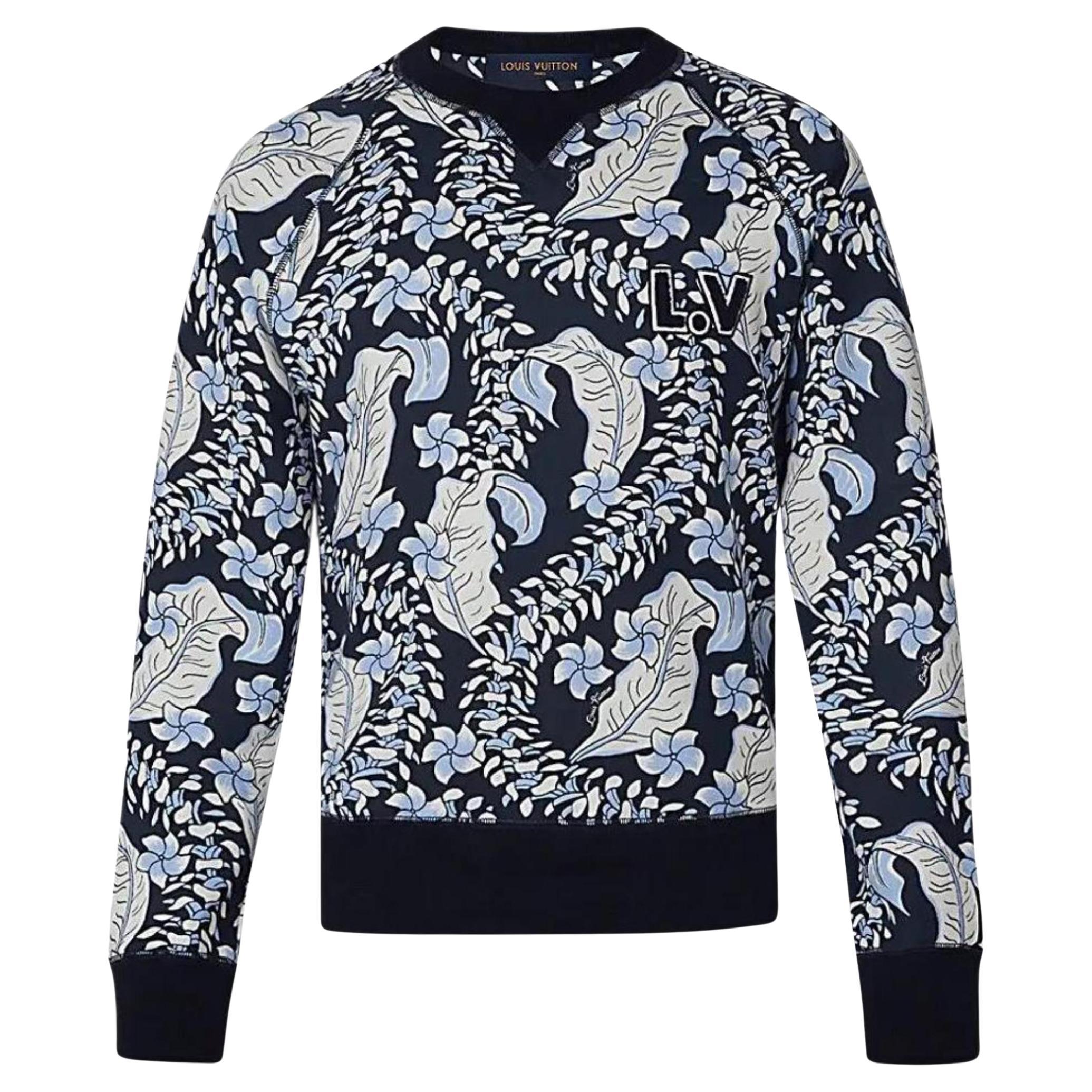 Louis Vuitton Blue Monogram Jacquard Wool Blend Sweatshirt M Louis Vuitton   TLC