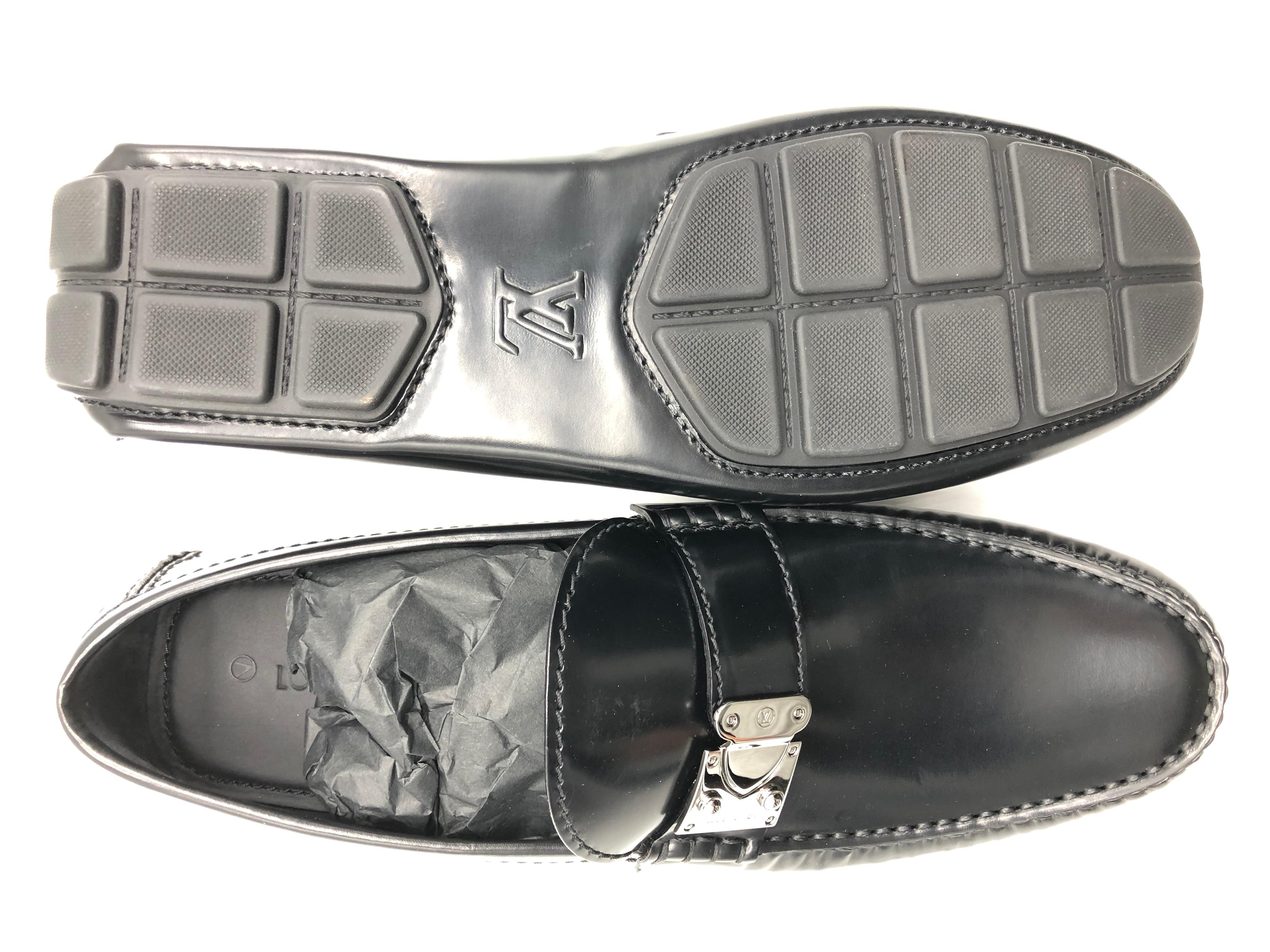 Louis Vuitton men Loafers in black leather // Model: RaceTrack car shoe // New! 1