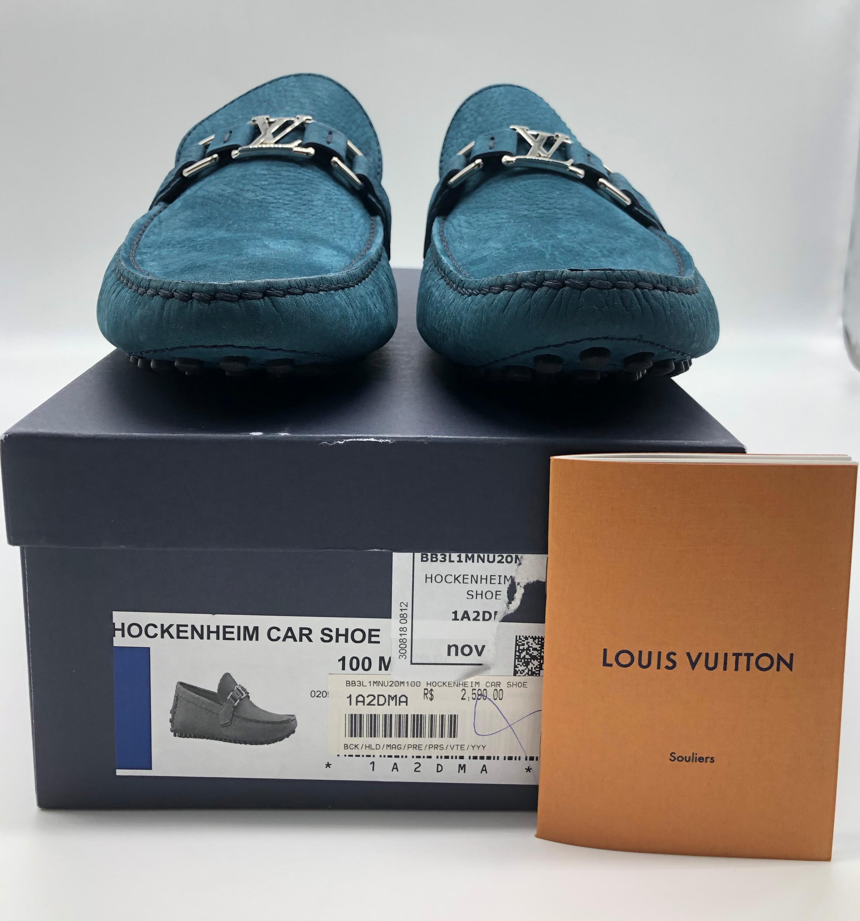 Mocassins Louis Vuitton pour hommes en daim bleu // Modèle : Hockenheim // Taille : 10 // Nouveau 5
