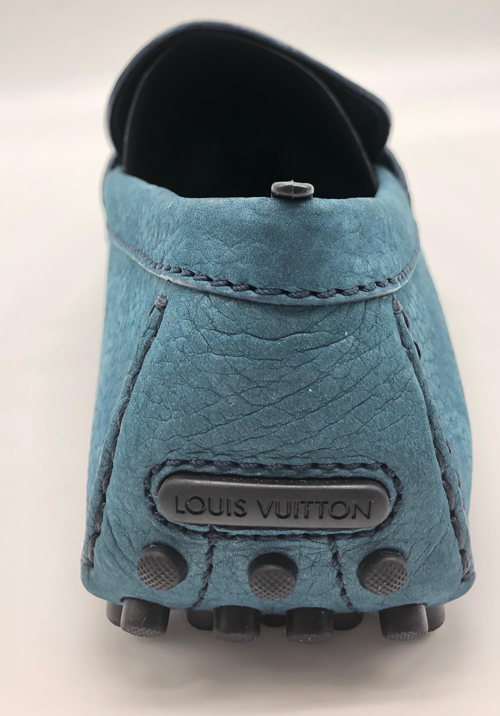  Mocassins Louis Vuitton pour hommes en daim bleu // Modèle : Hockenheim // Taille : 10 // Nouveau Unisexe 
