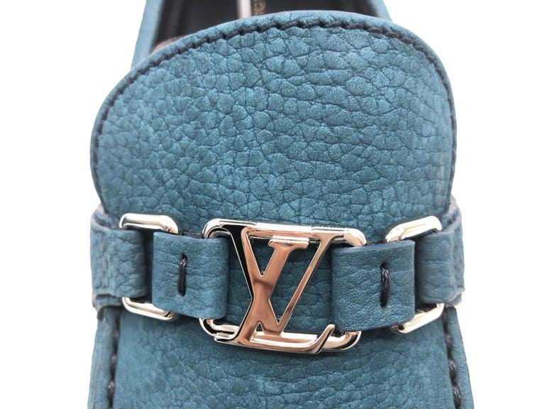 Louis Vuitton men Loafers in blue suede // Model: Hockenheim // Size: 10 // New at 1stdibs