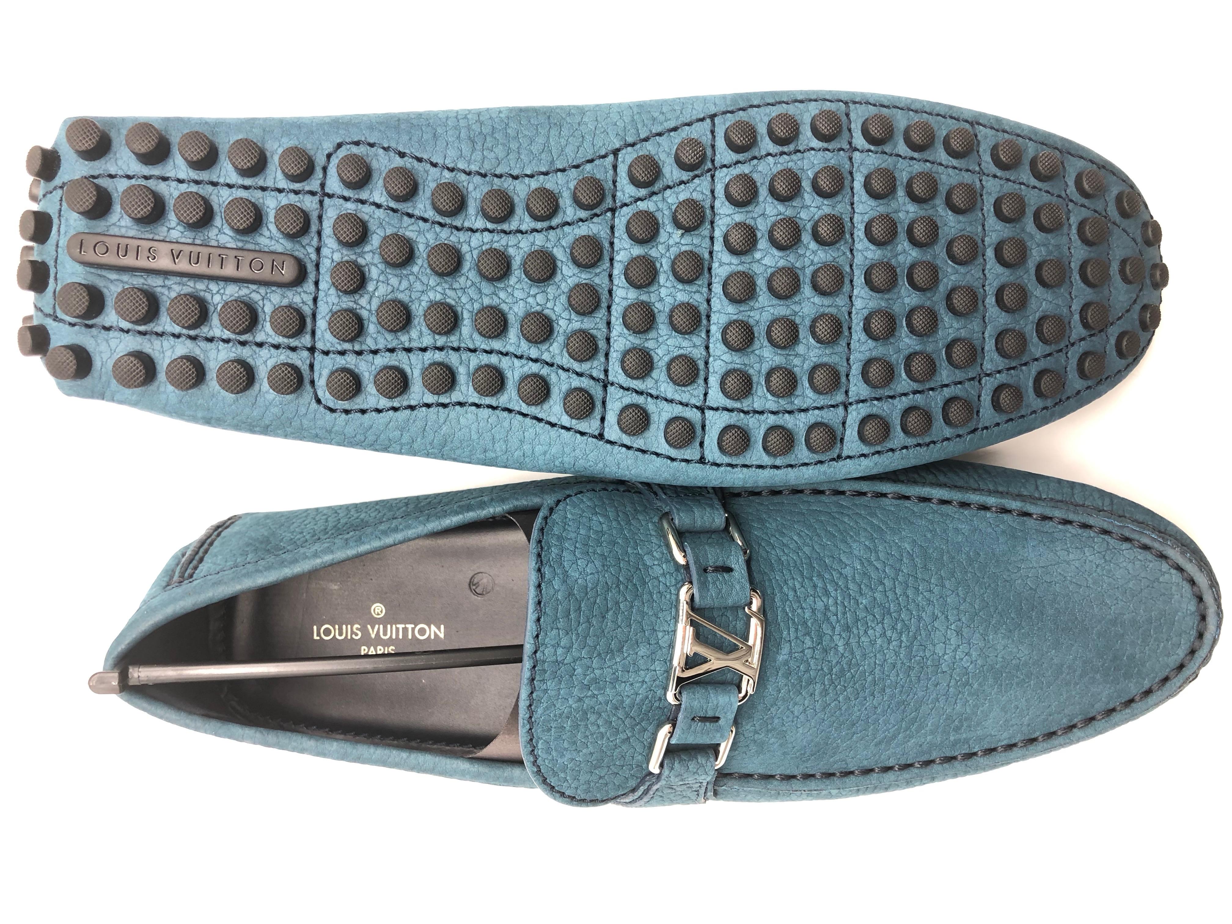 Women's or Men's Louis Vuitton men Loafers in blue suede // Model: Hockenheim // Size: 10 // New