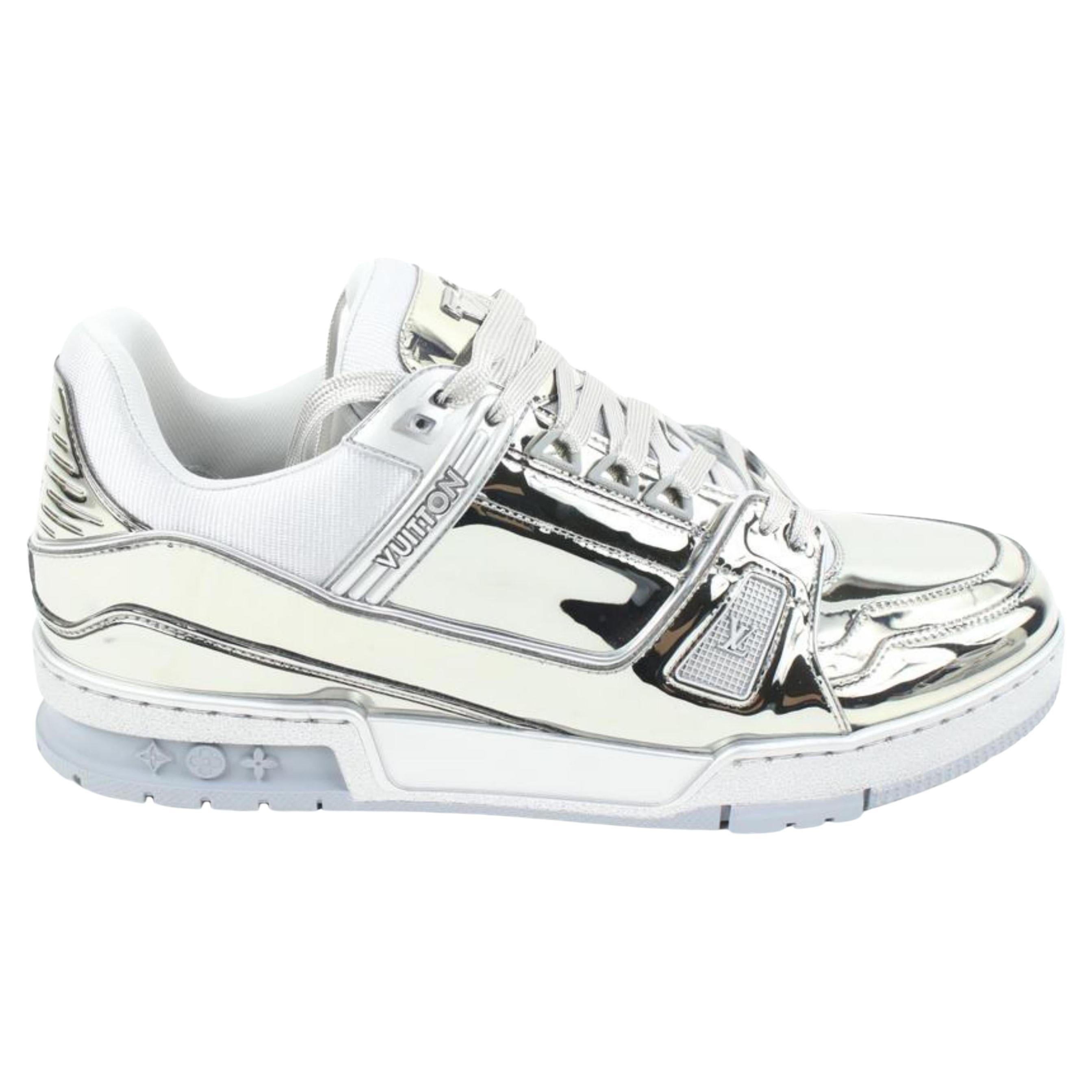 Louis Vuitton Men's 10 US Virgil Abloh Silver Mirror Sneaker  124lv4 For Sale