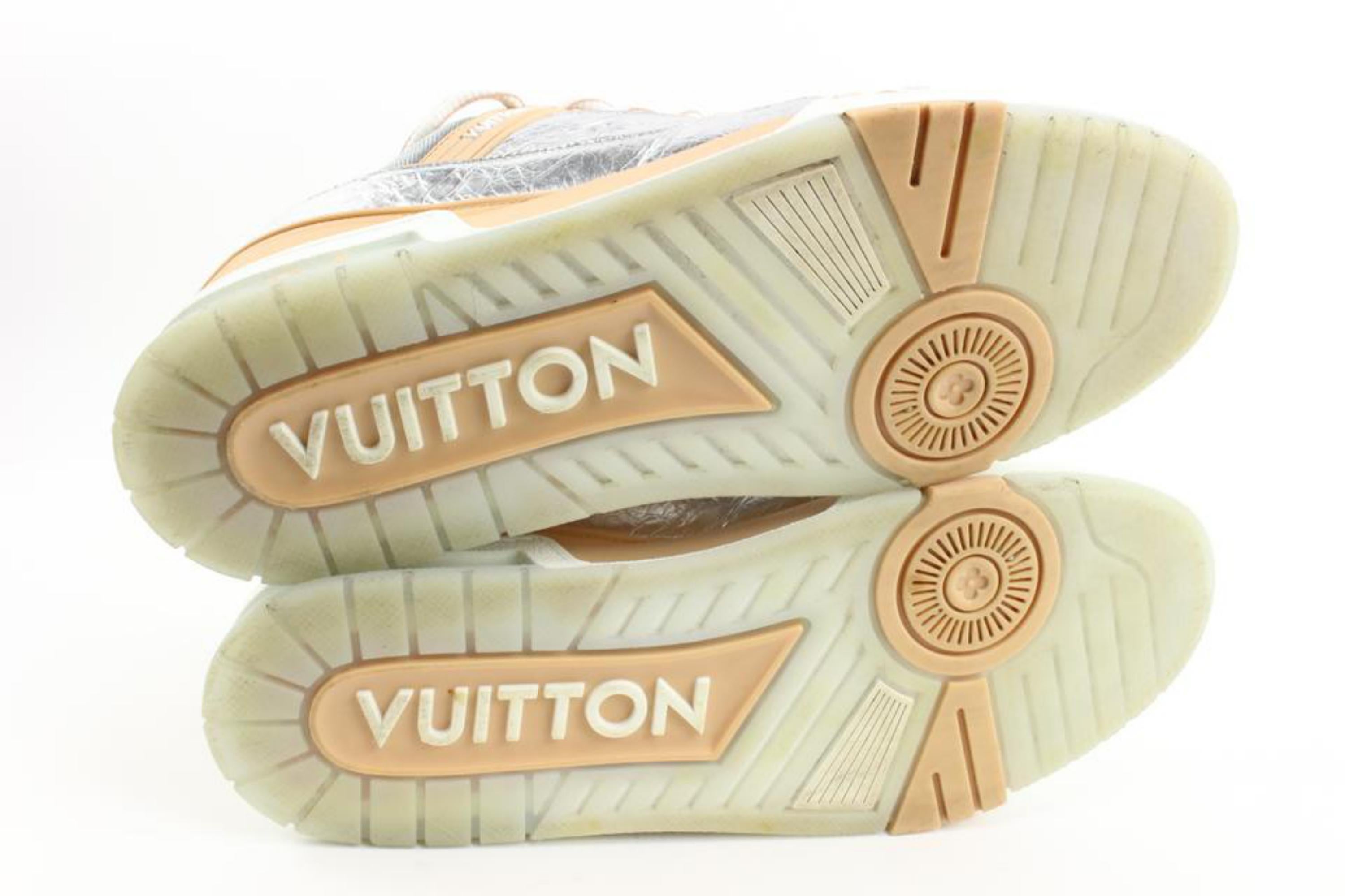 Louis Vuitton Mens 11 Virgil Abloh Tin Foil Silver Beige Tan Trainer Sneaker  4