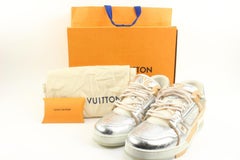 Louis Vuitton Mens 11 Virgil Abloh Tin Foil Silver Beige Tan Trainer Sneaker