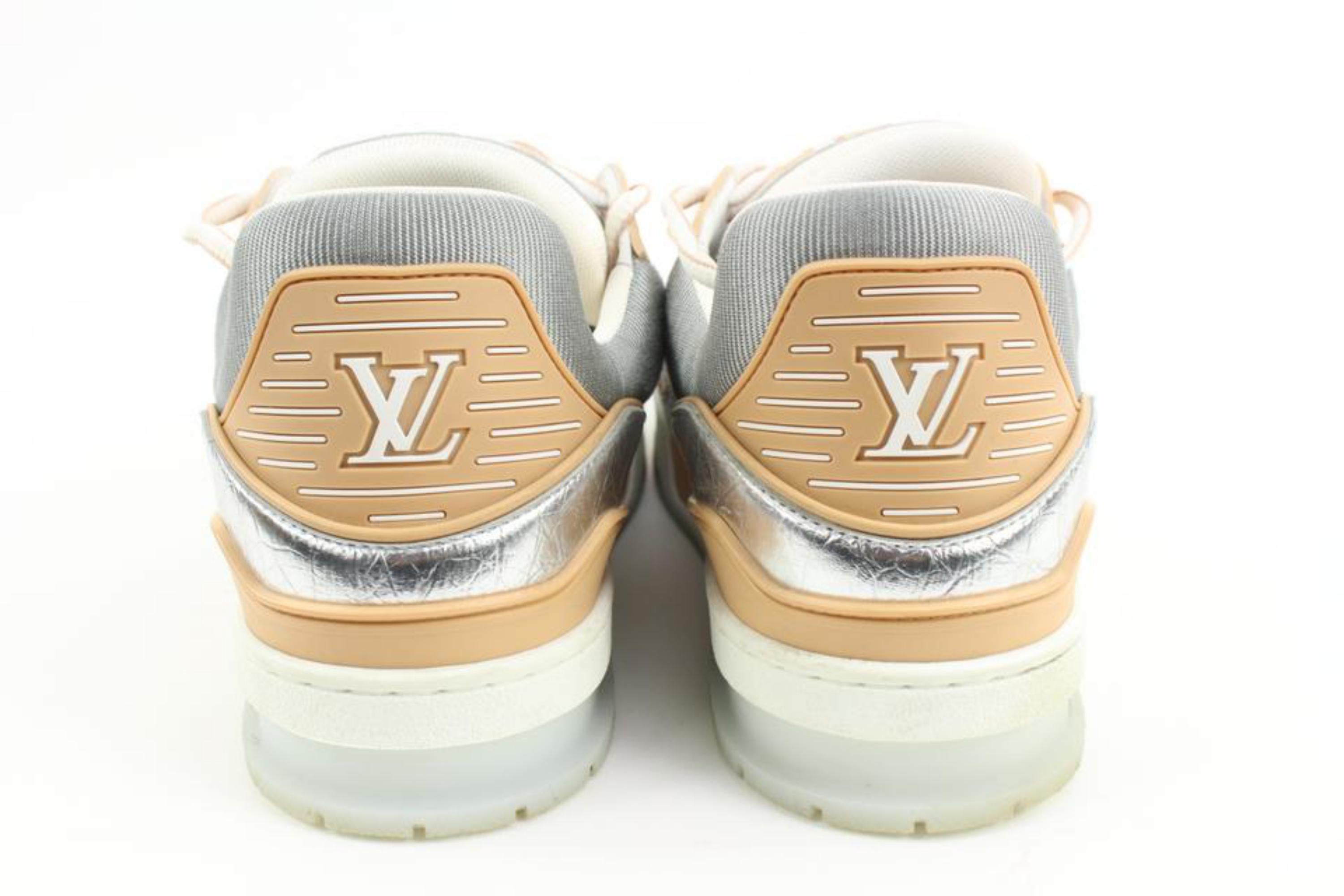 Louis Vuitton Mens 11 Virgil Abloh Tin Foil Silver Beige Tan Trainer Sneaker  2
