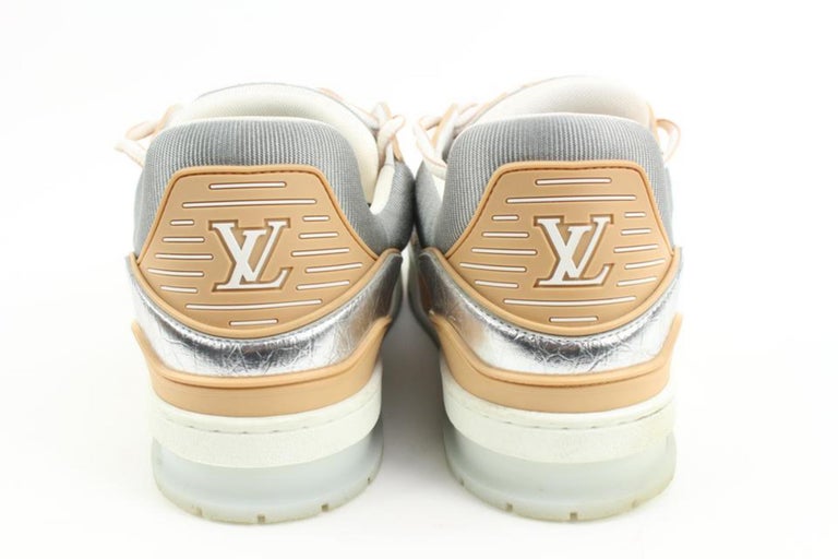 Louis Vuitton Mens 11 Virgil Abloh Tin Foil Silver Beige Tan Trainer Sneaker  at 1stDibs