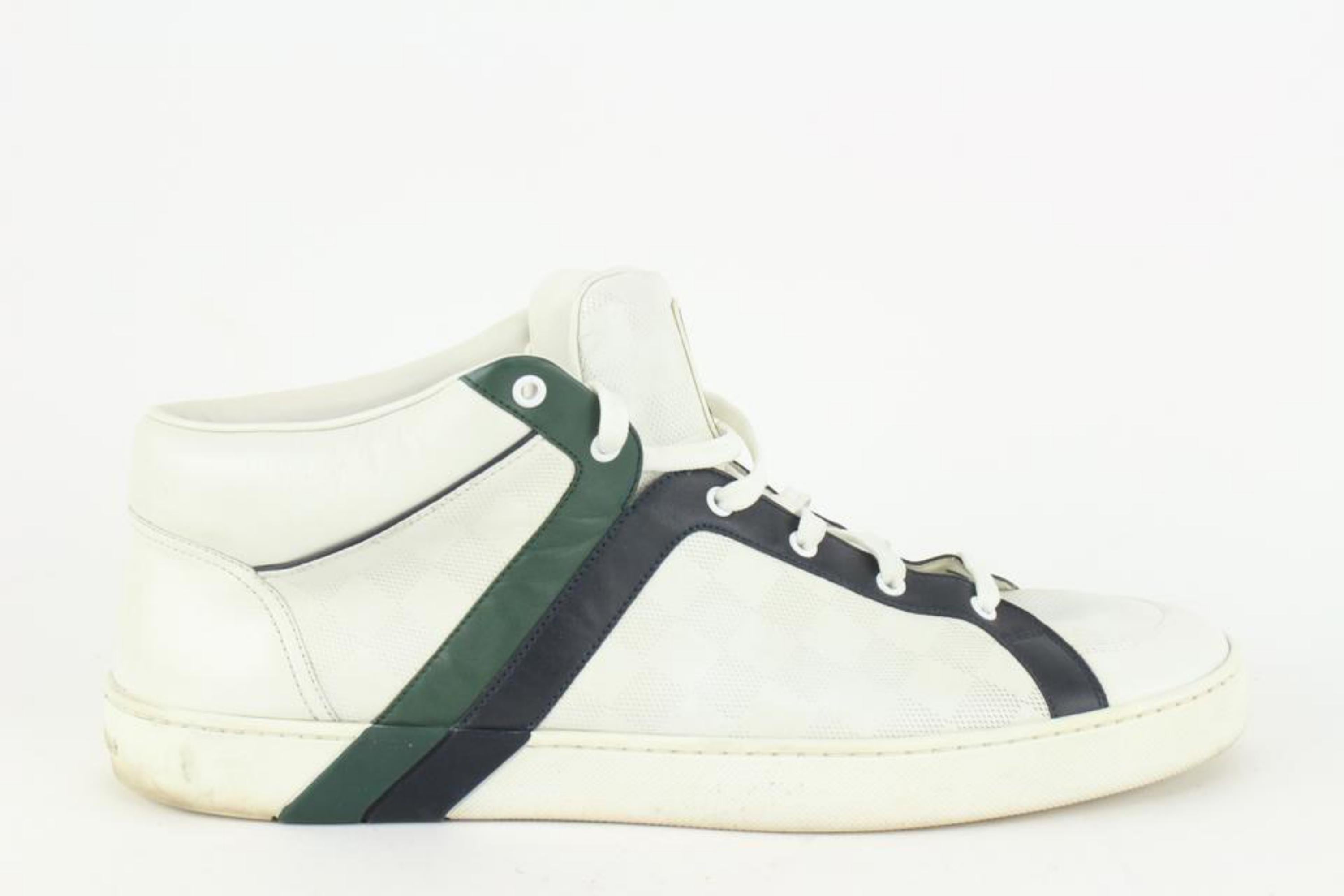Louis Vuitton Men's 13 US Green x White Damier Infini Leather Sneaker 1117lv4 3